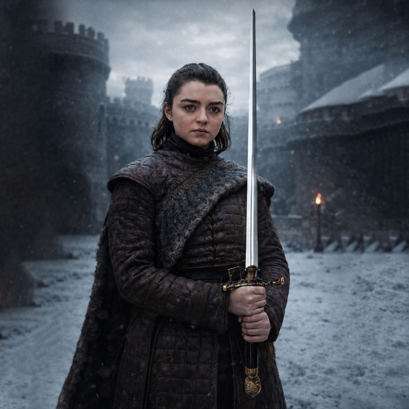 Épée inspirée de l’Aiguille d’Arya Stark, avec support Loup — vue 3