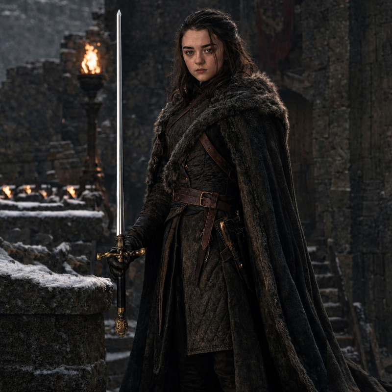 Épée inspirée de l’Aiguille d’Arya Stark, avec support Loup — vue 4