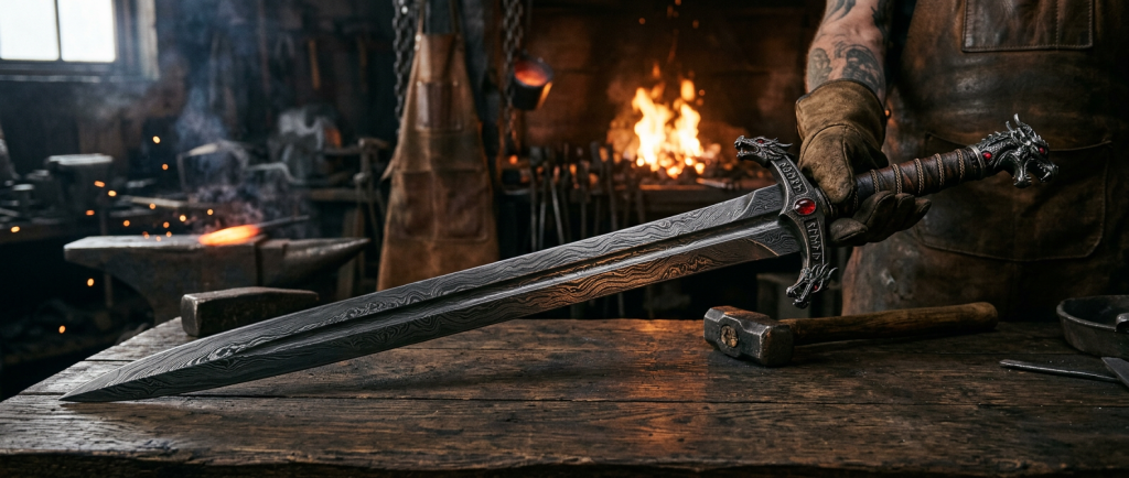 acier valyrien forgé motifs ondulés lame légendaire fantasy