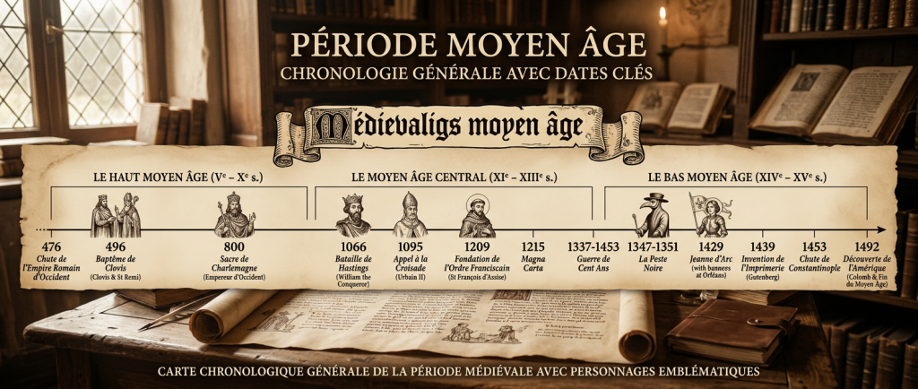 période moyen age chronologie générale avec dates clés