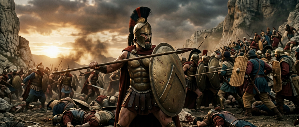 Léonidas roi de Sparte à la bataille des Thermopyles face aux Perses