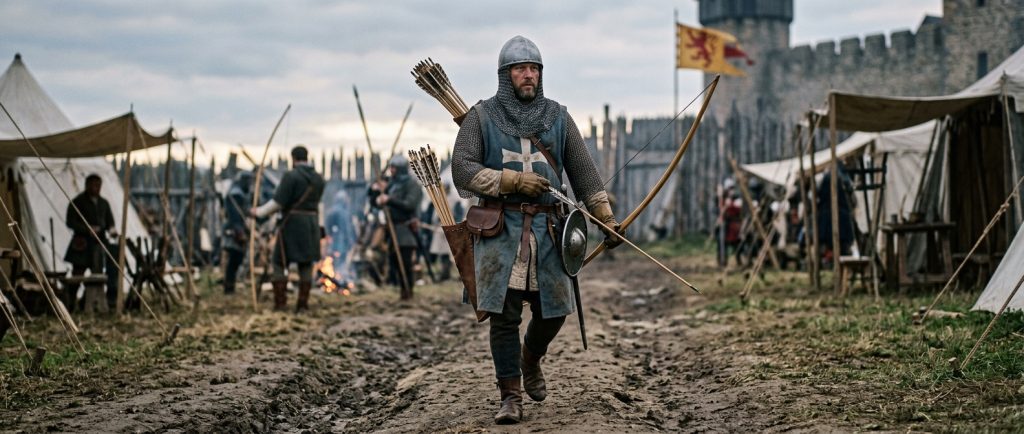 haubergeon court porté par un sergent ou archer médiéval