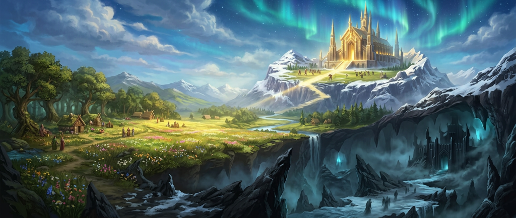 différents royaumes au-delà mythologie viking Valhalla Folkvangr Hel