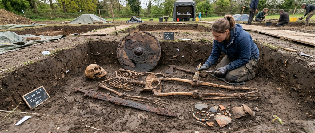 tombe viking de Repton fouille archéologique guerrier nordique