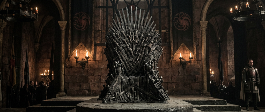 trône de fer de Game of Thrones forgé d'épées tordues et fondues