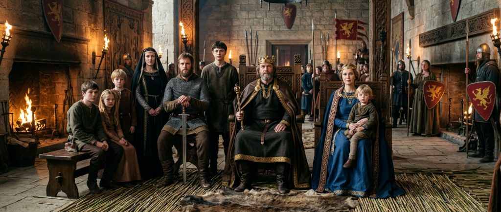 roi Ecbert du Wessex et sa famille royale anglo-saxonne