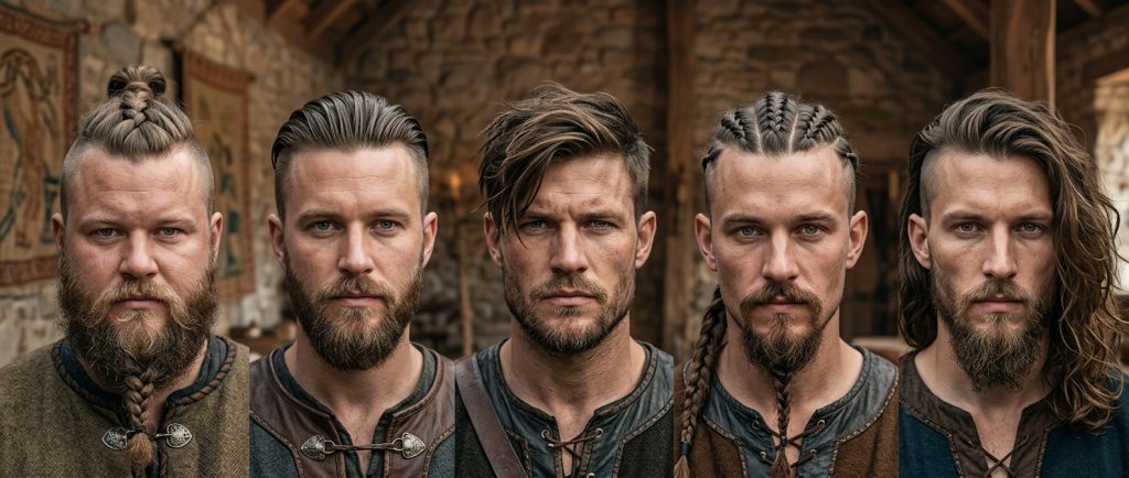 différentes formes de visages avec coupes vikings adaptées