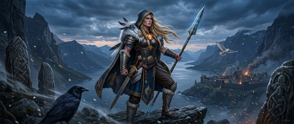 représentation moderne de Freya déesse viking dans jeux vidéo et films