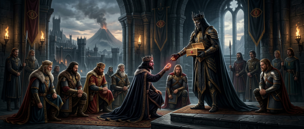 rois humains recevant les neuf anneaux de Sauron au Second Âge