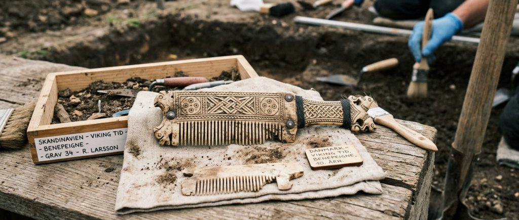 peignes vikings en os retrouvés dans fouilles archéologiques scandinaves