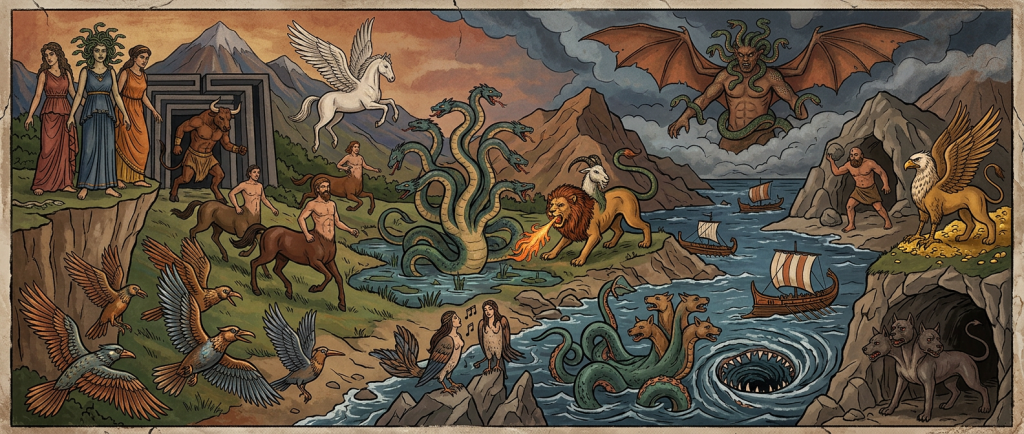 Créatures de la mythologie grecque : le bestiaire complet des monstres qui ont terrifié l’Antiquité