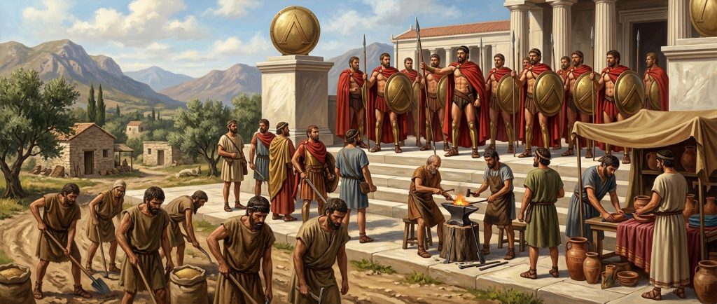 société spartiate hiérarchie hilotes périèques citoyens égaux