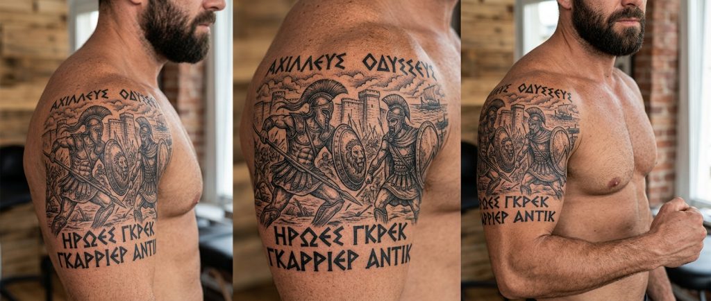 tatouage Achille Ulysse héros grecs guerrier antique