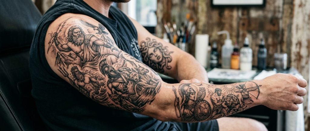 Tatouage mythologie grecque : les meilleurs designs et leurs significations cachées