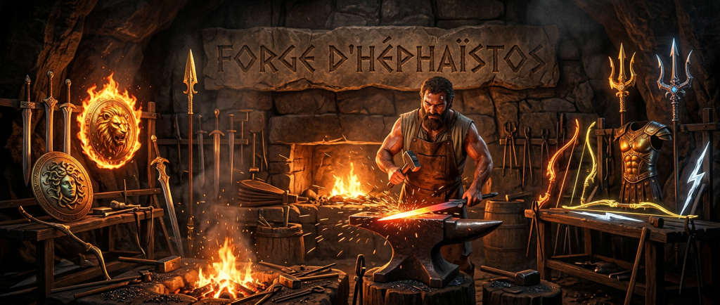 forge d'Héphaïstos créations armes divines mythologiques