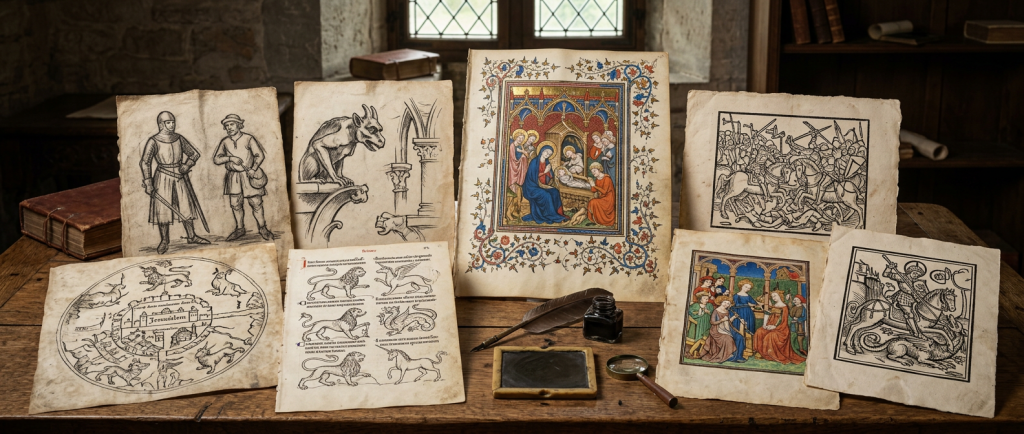 différents types de dessins du Moyen Âge variété artistique médiévale