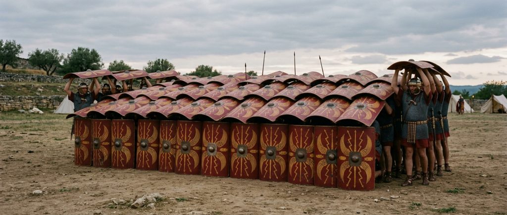 formation testudo tortue légionnaires romains tactique