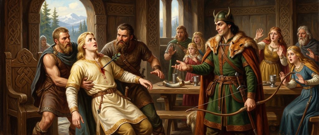 meurtre de Balder par la fléchette de gui orchestré par Loki