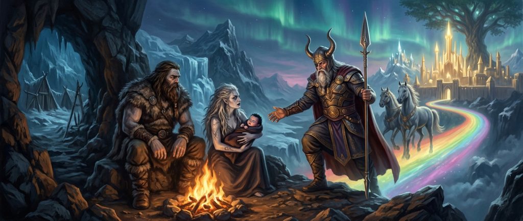 origines mythologiques de Loki fils de géant adopté par Odin