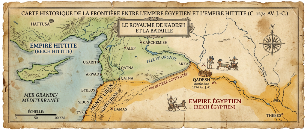 carte ancienne empire égyptien hittite frontière Qadesh