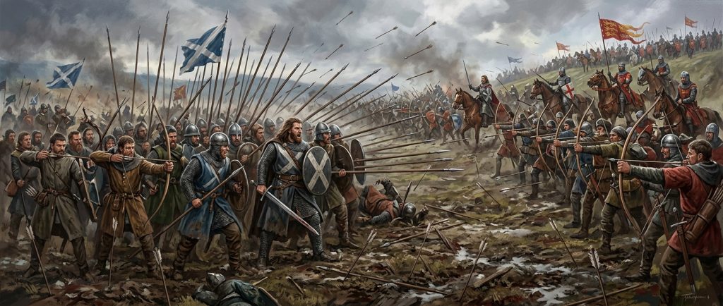 bataille de Falkirk William Wallace en formation schiltron contre archers anglais